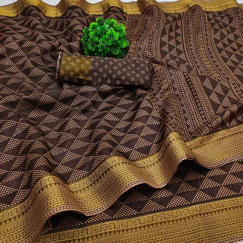 Zari Patta Gold 3  Regular Wear Handloom Wholesale Printed Saree Catalog
